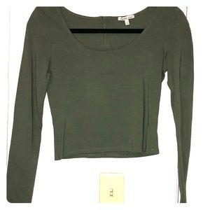 Long sleeved green crop top from Charlotte Russe!